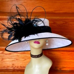 White/Black High Quality Kentucky Derby Hat